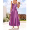 ZESICA Womens 2026 Summer Sleeveless Striped Midi Dresses Casual A Line Swing Knit Long Dress Beach Vacation Clothes(Plum)