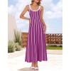 ZESICA Womens 2026 Summer Sleeveless Striped Midi Dresses Casual A Line Swing Knit Long Dress Beach Vacation Clothes(Plum)