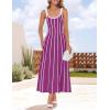 ZESICA Womens 2026 Summer Sleeveless Striped Midi Dresses Casual A Line Swing Knit Long Dress Beach Vacation Clothes(Plum)