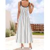 ZESICA Womens 2026 Summer Sleeveless Striped Midi Dresses Casual A Line Swing Knit Long Dress Beach Vacation Clothes(White)