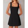 ZESICA Women’s 2026 Summer Sleeveless Tank Mini Dresses Square Neck A Line Flare Party Short Dress(Black)