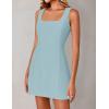 ZESICA Women’s 2026 Summer Sleeveless Tank Mini Dresses Square Neck A Line Flare Party Short Dress(Blue)