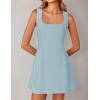 ZESICA Women’s 2026 Summer Sleeveless Tank Mini Dresses Square Neck A Line Flare Party Short Dress(Blue)