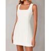 ZESICA Women’s 2026 Summer Sleeveless Tank Mini Dresses Square Neck A Line Flare Party Short Dress(Ivory)