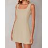 ZESICA Women’s 2026 Summer Sleeveless Tank Mini Dresses Square Neck A Line Flare Party Short Dress(Khaki)