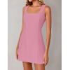 ZESICA Women’s 2026 Summer Sleeveless Tank Mini Dresses Square Neck A Line Flare Party Short Dress(Pink)