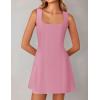 ZESICA Women’s 2026 Summer Sleeveless Tank Mini Dresses Square Neck A Line Flare Party Short Dress(Pink)