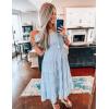 ZESICA Women’s 2026 Summer Square Neck Short Puff Sleeve Solid Color High Waist Casual Smocked Flowy A Line Tiered Midi Dress(Sky Blue)