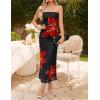 ZESICA Womens Boho Floral Strapless Maxi Dress 2026 Summer Off Shoulder Bodycon Beach Party Long Dresses(Black)
