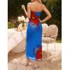 ZESICA Womens Boho Floral Strapless Maxi Dress 2026 Summer Off Shoulder Bodycon Beach Party Long Dresses(Blue)