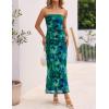 ZESICA Womens Boho Floral Strapless Maxi Dress 2026 Summer Off Shoulder Bodycon Beach Party Long Dresses(Green)