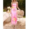ZESICA Womens Boho Floral Strapless Maxi Dress 2026 Summer Off Shoulder Bodycon Beach Party Long Dresses(Light Pink)