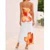 ZESICA Womens Boho Floral Strapless Maxi Dress 2026 Summer Off Shoulder Bodycon Beach Party Long Dresses(Orange)