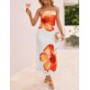ZESICA Womens Boho Floral Strapless Maxi Dress 2026 Summer Off Shoulder Bodycon Beach Party Long Dresses(Orange)