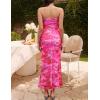 ZESICA Womens Boho Floral Strapless Maxi Dress 2026 Summer Off Shoulder Bodycon Beach Party Long Dresses(Pink)