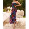 ZESICA Womens Boho Floral Strapless Maxi Dress 2026 Summer Off Shoulder Bodycon Beach Party Long Dresses(Purple)