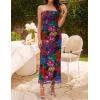 ZESICA Womens Boho Floral Strapless Maxi Dress 2026 Summer Off Shoulder Bodycon Beach Party Long Dresses(Purple)