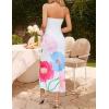 ZESICA Womens Boho Floral Strapless Maxi Dress 2026 Summer Off Shoulder Bodycon Beach Party Long Dresses(Sky)