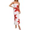 ZESICA Womens Boho Floral Strapless Maxi Dress 2026 Summer Off Shoulder Bodycon Beach Party Long Dresses(White)