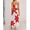 ZESICA Womens Boho Floral Strapless Maxi Dress 2026 Summer Off Shoulder Bodycon Beach Party Long Dresses(White)
