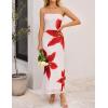 ZESICA Womens Boho Floral Strapless Maxi Dress 2026 Summer Off Shoulder Bodycon Beach Party Long Dresses(White)