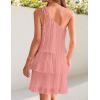ZESICA Women’s Boho Summer One Shoulder Sleeveless Ruffle Tiered Layered Chiffon Pleated A Line Flowy Mini Dress(Pink)