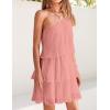 ZESICA Women’s Boho Summer One Shoulder Sleeveless Ruffle Tiered Layered Chiffon Pleated A Line Flowy Mini Dress(Pink)