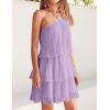 ZESICA Women’s Boho Summer One Shoulder Sleeveless Ruffle Tiered Layered Chiffon Pleated A Line Flowy Mini Dress(Purple)