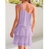 ZESICA Women’s Boho Summer One Shoulder Sleeveless Ruffle Tiered Layered Chiffon Pleated A Line Flowy Mini Dress(Purple)