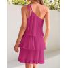 ZESICA Women’s Boho Summer One Shoulder Sleeveless Ruffle Tiered Layered Chiffon Pleated A Line Flowy Mini Dress(Rose)