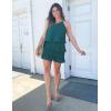 ZESICA Women’s Boho Summer One Shoulder Sleeveless Ruffle Tiered Layered Chiffon Pleated A Line Flowy Mini Dress(Teal)