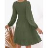 ZESICA Women’s Casual V Neck Long Sleeve Smocked High Waist Ruffle A Line Tiered Mini Dress(Armygreen)