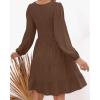 ZESICA Women’s Casual V Neck Long Sleeve Smocked High Waist Ruffle A Line Tiered Mini Dress(Coffee)