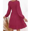 ZESICA Women’s Casual V Neck Long Sleeve Smocked High Waist Ruffle A Line Tiered Mini Dress(Plum)