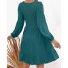 ZESICA Women’s Casual V Neck Long Sleeve Smocked High Waist Ruffle A Line Tiered Mini Dress(Tealgreen)