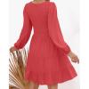 ZESICA Women’s Casual V Neck Long Sleeve Smocked High Waist Ruffle A Line Tiered Mini Dress(Watermelon)