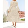 ZESICA Women’s Fall Boho Floral Midi Dress 2026 Casual Long Sleeve Crewneck Flowy Wedding Guest Long Dresses(Apricot)