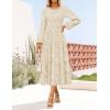 ZESICA Women’s Fall Boho Floral Midi Dress 2026 Casual Long Sleeve Crewneck Flowy Wedding Guest Long Dresses(Apricot)
