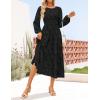 ZESICA Women’s Fall Boho Floral Midi Dress 2026 Casual Long Sleeve Crewneck Flowy Wedding Guest Long Dresses(Black)