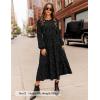 ZESICA Women’s Fall Boho Floral Midi Dress 2026 Casual Long Sleeve Crewneck Flowy Wedding Guest Long Dresses(Black)