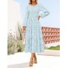 ZESICA Women’s Fall Boho Floral Midi Dress 2026 Casual Long Sleeve Crewneck Flowy Wedding Guest Long Dresses(Blue)
