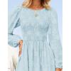 ZESICA Women’s Fall Boho Floral Midi Dress 2026 Casual Long Sleeve Crewneck Flowy Wedding Guest Long Dresses(Blue)