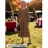 ZESICA Women’s Fall Boho Floral Midi Dress 2026 Casual Long Sleeve Crewneck Flowy Wedding Guest Long Dresses(Caramel)