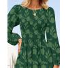 ZESICA Women’s Fall Boho Floral Midi Dress 2026 Casual Long Sleeve Crewneck Flowy Wedding Guest Long Dresses(Dark Green)