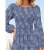 ZESICA Women’s Fall Boho Floral Midi Dress 2026 Casual Long Sleeve Crewneck Flowy Wedding Guest Long Dresses(Dusty Blue)