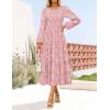 ZESICA Women’s Fall Boho Floral Midi Dress 2026 Casual Long Sleeve Crewneck Flowy Wedding Guest Long Dresses(Pink)