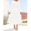 ZESICA Women’s Fall Boho Floral Midi Dress 2026 Casual Long Sleeve Crewneck Flowy Wedding Guest Long Dresses(White)