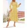 ZESICA Women’s Fall Boho Floral Midi Dress 2026 Casual Long Sleeve Crewneck Flowy Wedding Guest Long Dresses(Yellow)