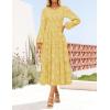 ZESICA Women’s Fall Boho Floral Midi Dress 2026 Casual Long Sleeve Crewneck Flowy Wedding Guest Long Dresses(Yellow)