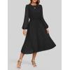 ZESICA Women’s Fall Long Sleeve Dresses 2026 Casual Crewneck Chiffon Swing Pleated A Line Cocktail Party Midi Dress(Black)